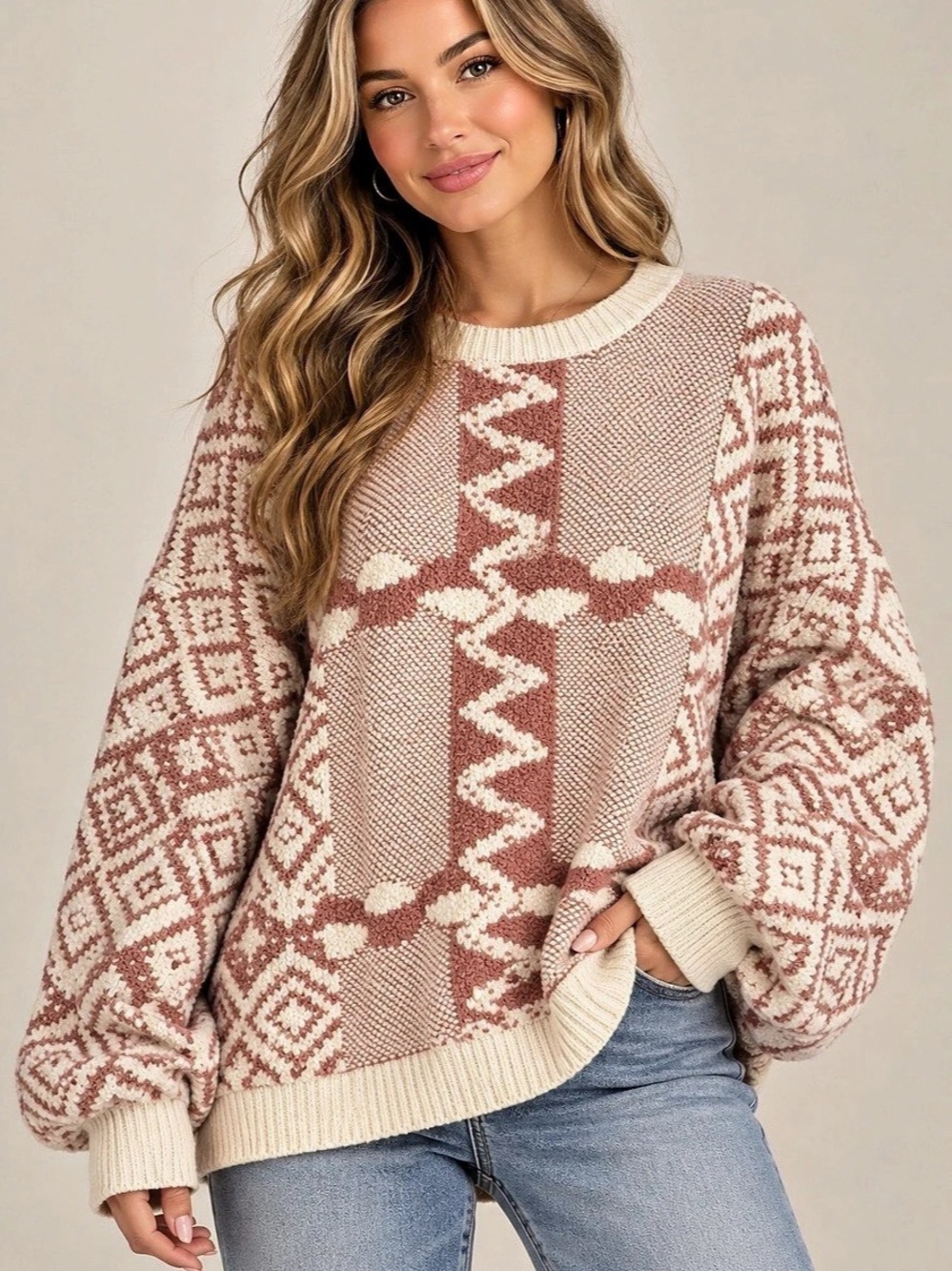 POL Geometric Crewneck Sweater (11111) 🍂 ☀️